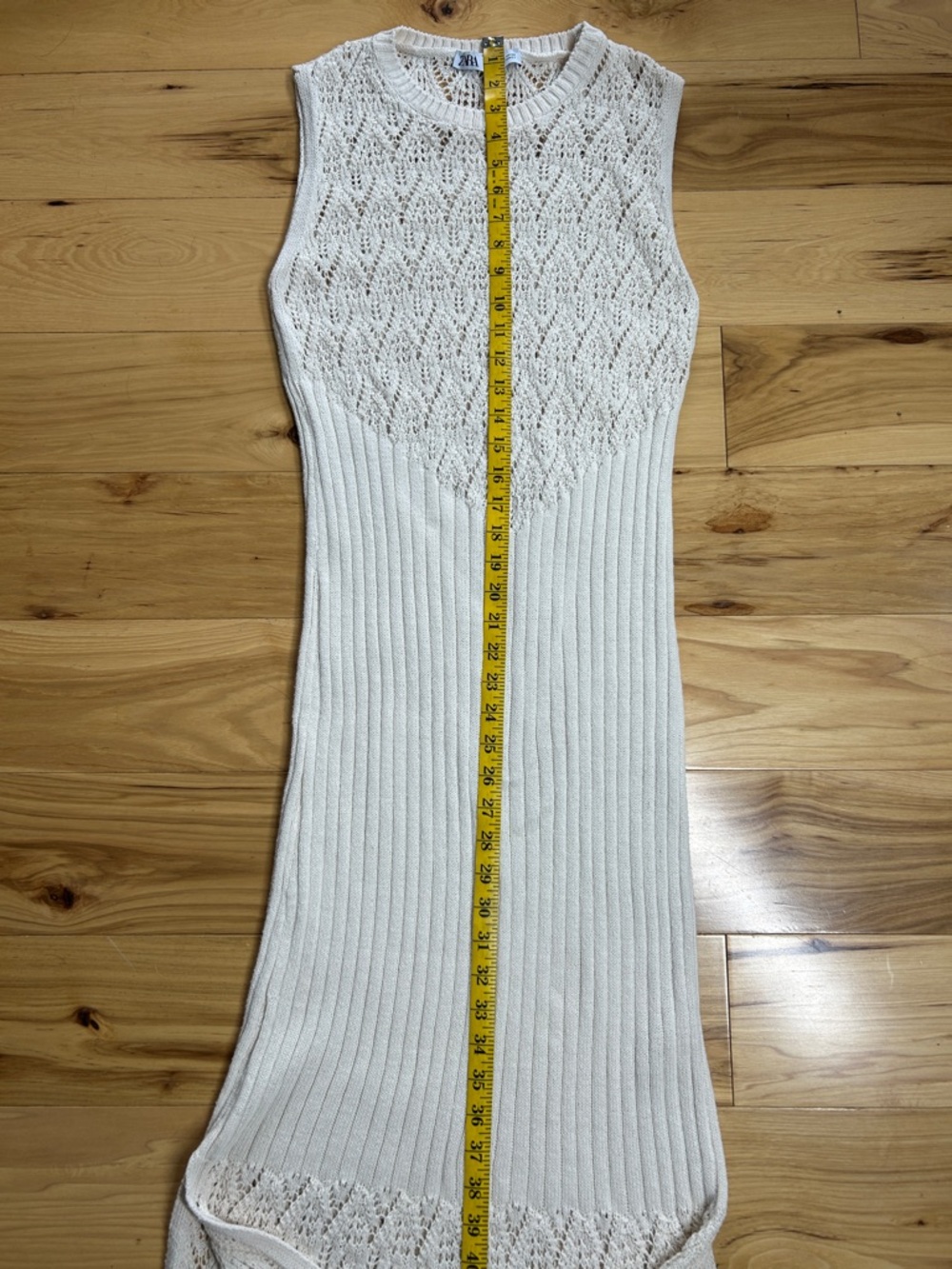 Zara Cream Knit Muscle Style Maxi Dress | Size Small - Picture 3 of 7